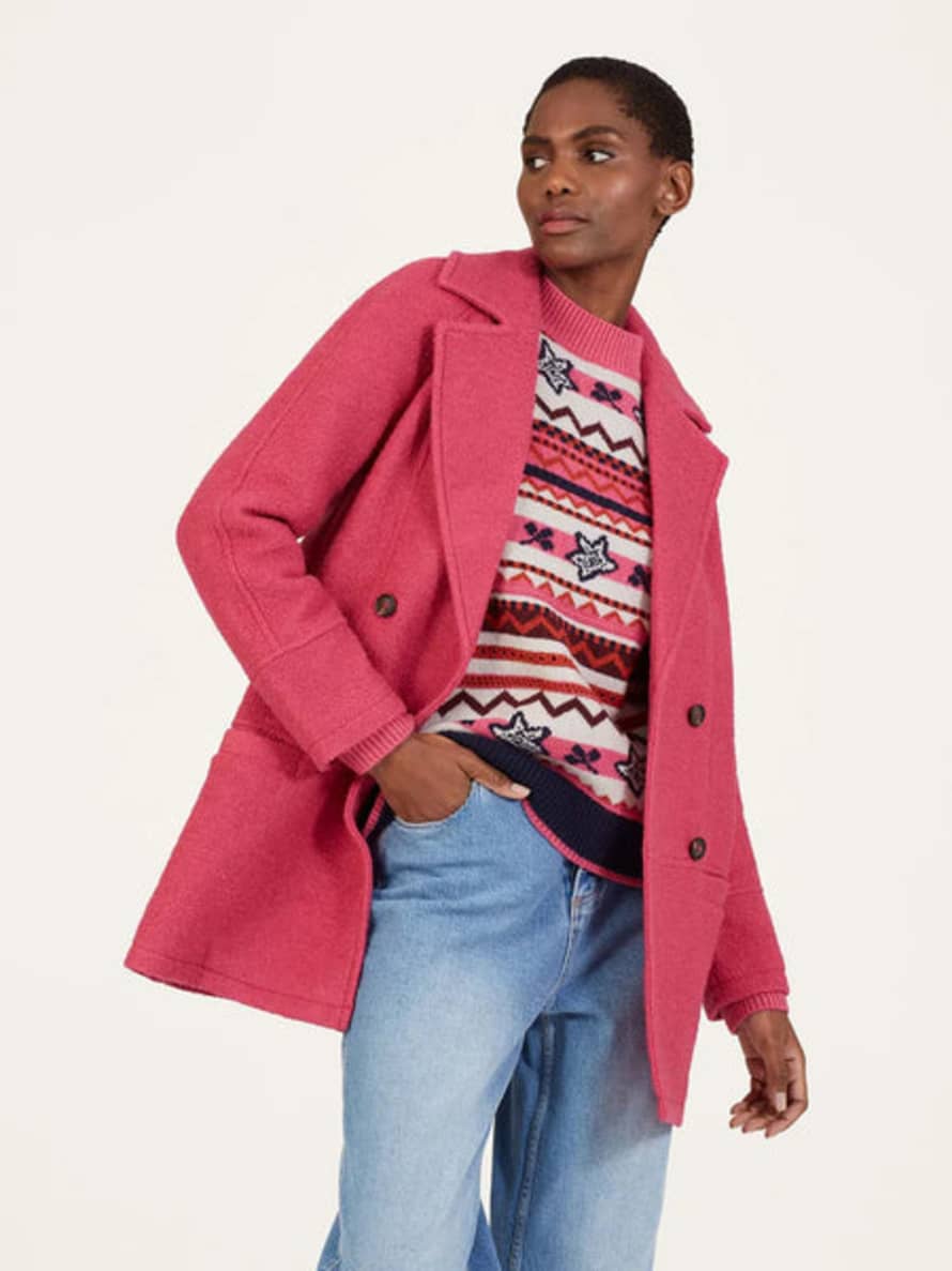 Thought Remi Wool And Recycled Polyester Coat - Radish Pink