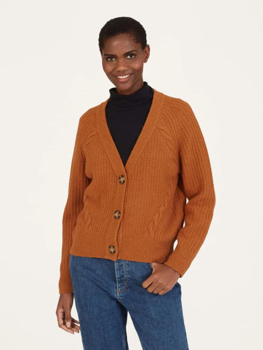 Thought Estha Organic Cotton Fluffy Cardigan - Muscovado Brown