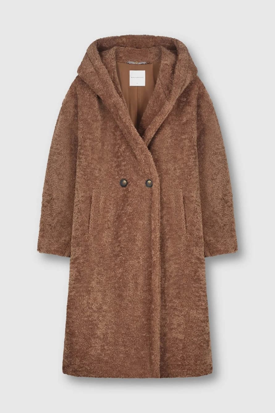 Rino and Pelle Jen Long Hooded Double Breasted Coat Caramel