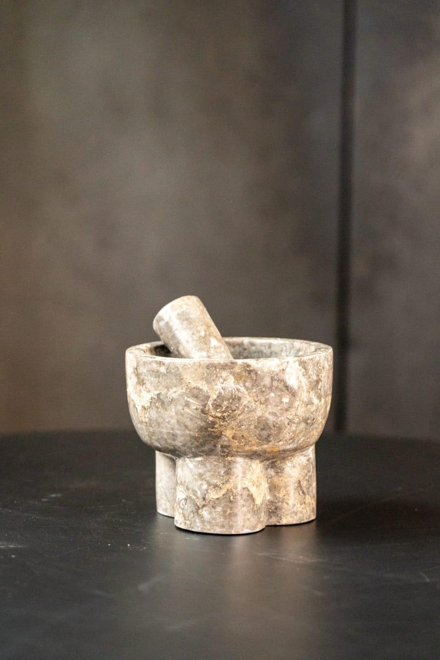 botanicalboysuk Grey Marble Pestle and Mortar