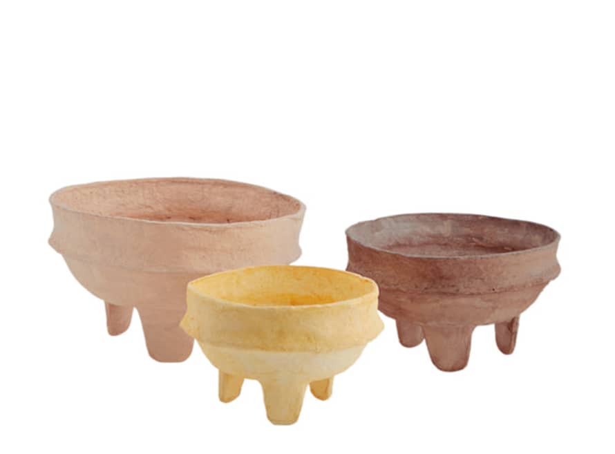 Madam Stoltz Set of 3 Handmade Paper Pulp Bowls