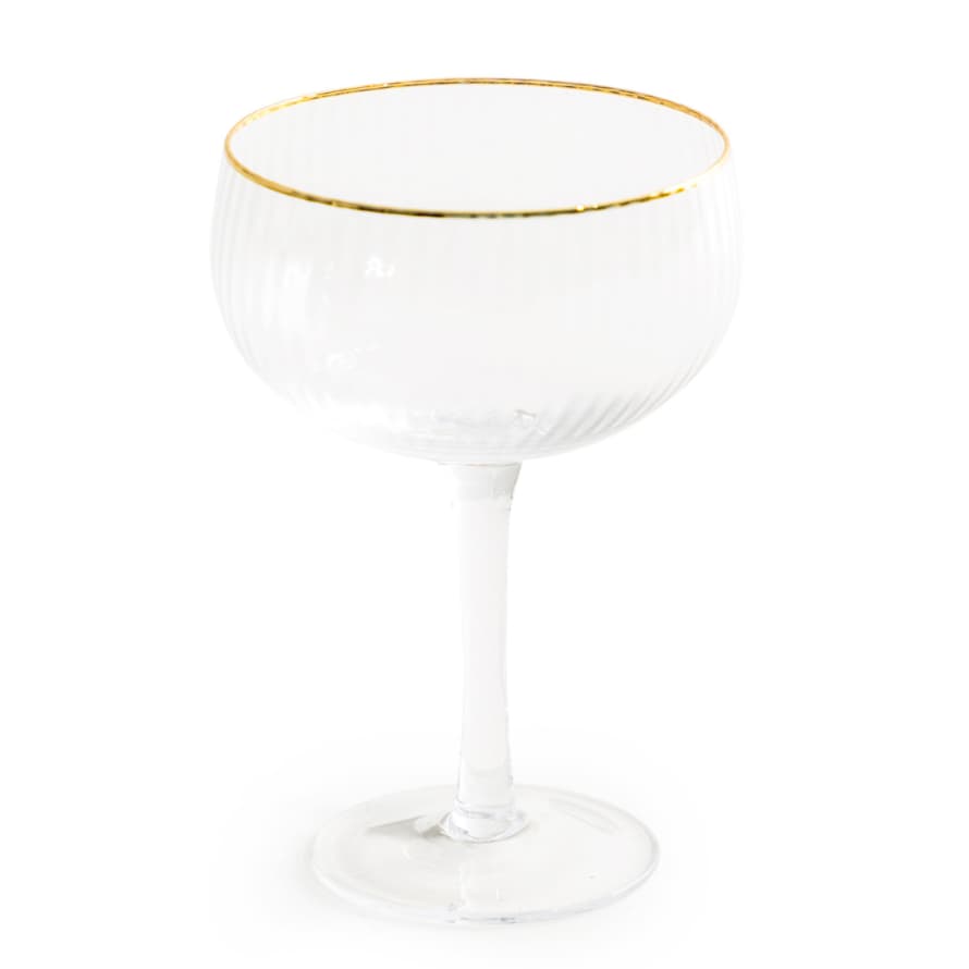 &Quirky Set of 2 Italia Coupe Champagne Glasses with Gold Rim