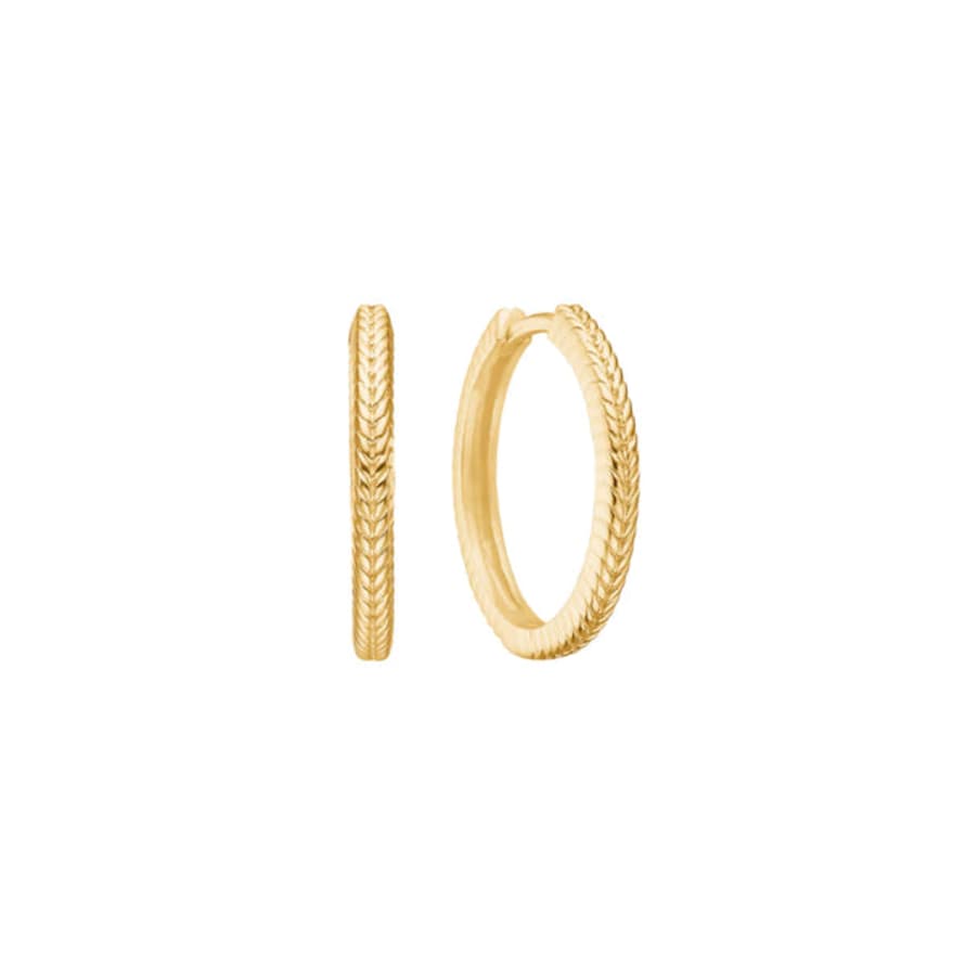 Carre Carré Gold Plated Hoop Earring 2cm - Fishbone