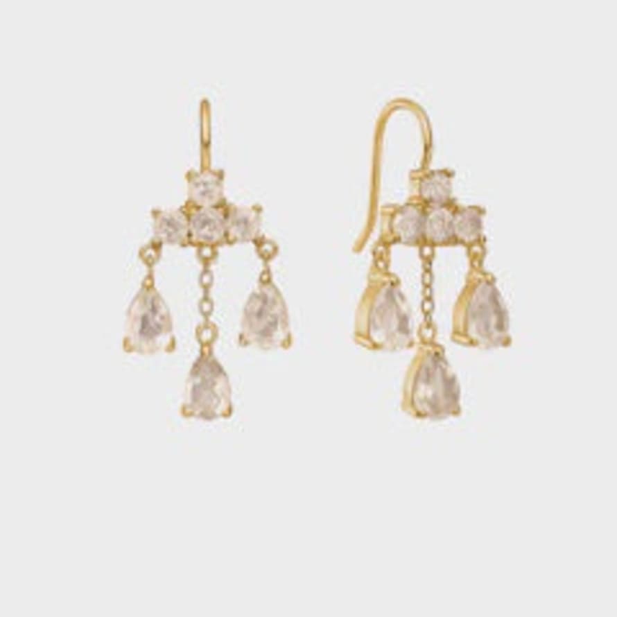 Carre Carré Gold Plated Earrings With Champagne Quartz