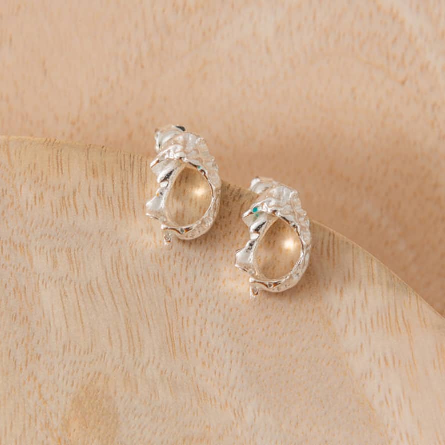 Hannah Bourn Small Textured Fragmented Shell Studs - Silver