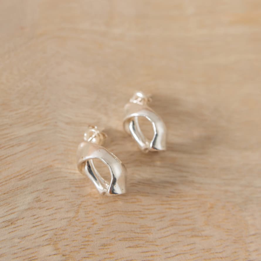 Hannah Bourn Small Smooth Fragmented Shell Studs - Silver