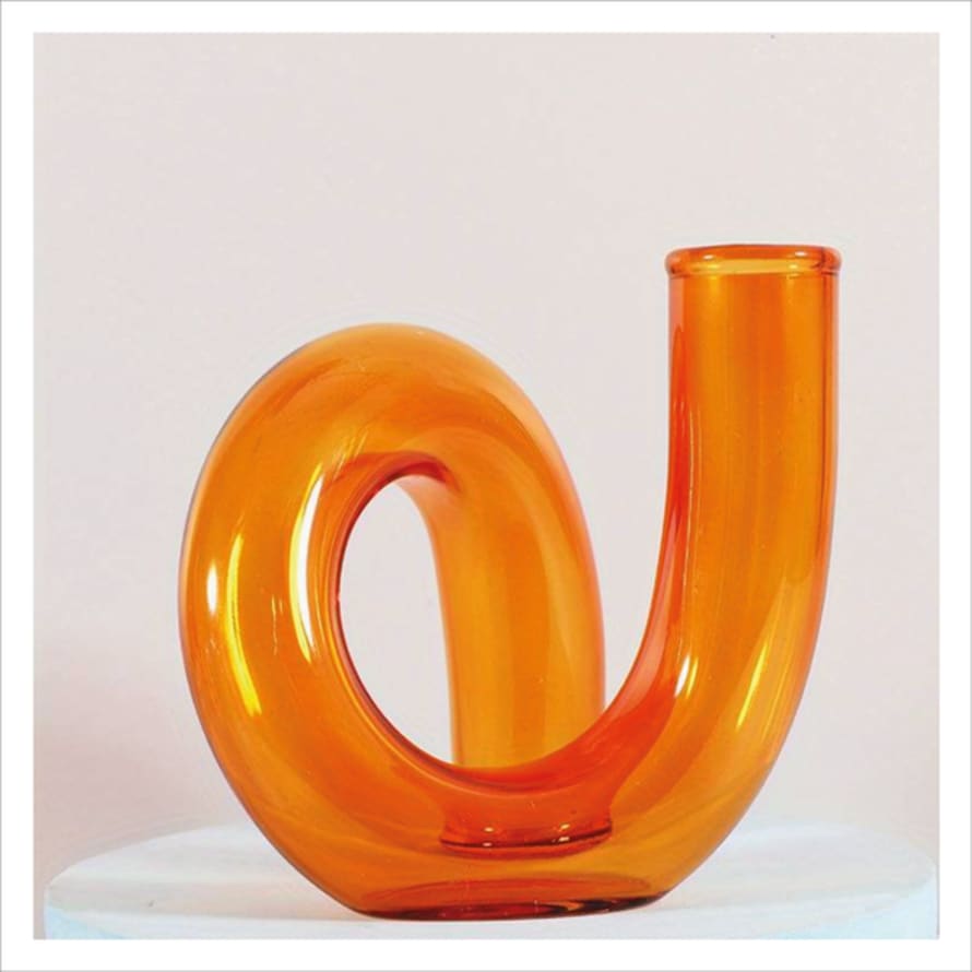 Intrepid Orange In The Loop Glass Vase Candlestick