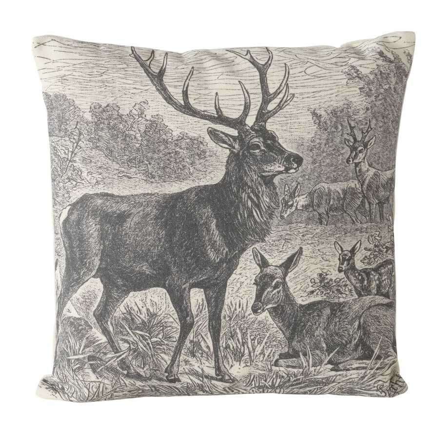 &Quirky Stag Monochrome Cushion