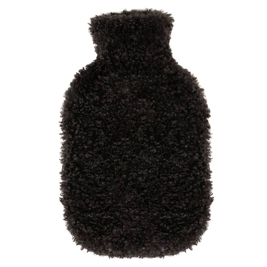 Helen Moore Black Faux Sheepskin Cloud Luxury Faux Fur Hot Water Bottle