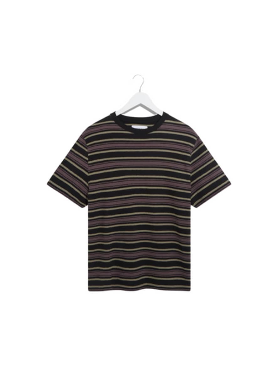 Wax London Dean Ss Tee In Brush Stripe Charcoal From