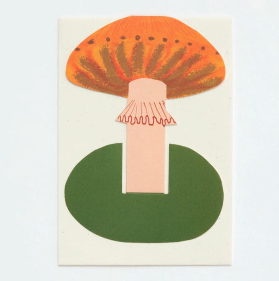 Hadley Paper Goods Orange Frilly Mushroom Stand Up Card