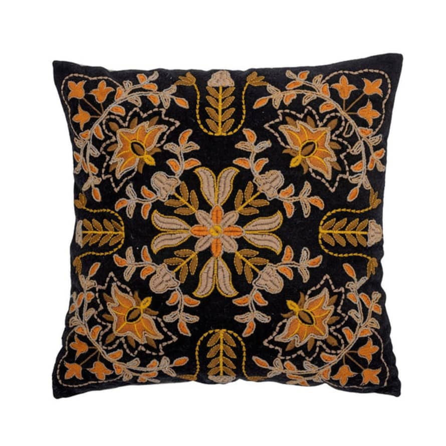 Bloomingville Embroidered Square Cushion