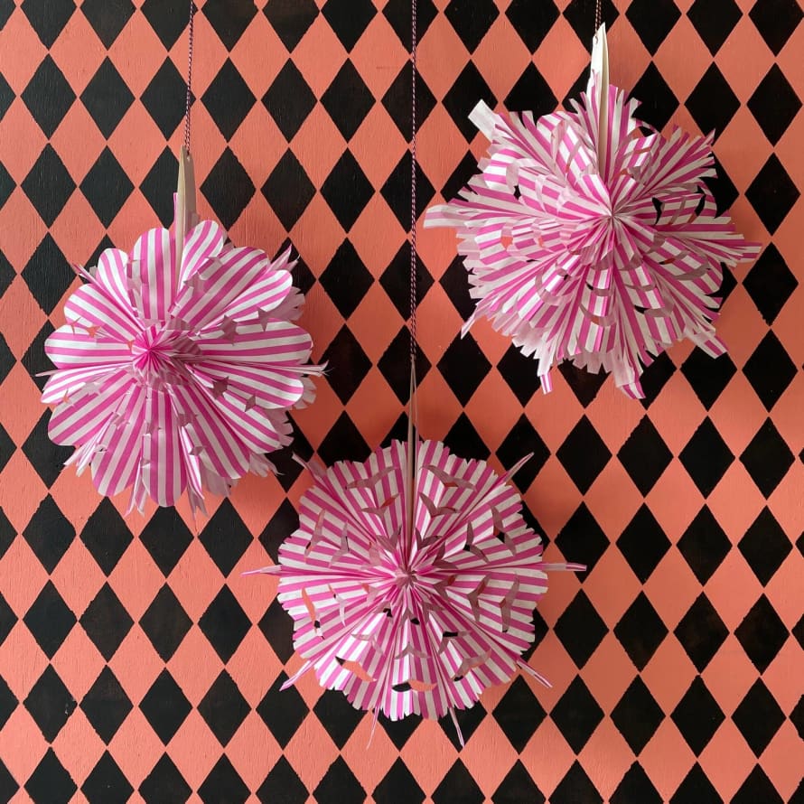Petra Boase Pink and White Paper Bag Fan Kit Decoration