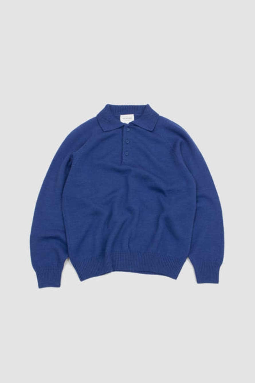Still By Hand 7g Knitted Polo Royal Blue