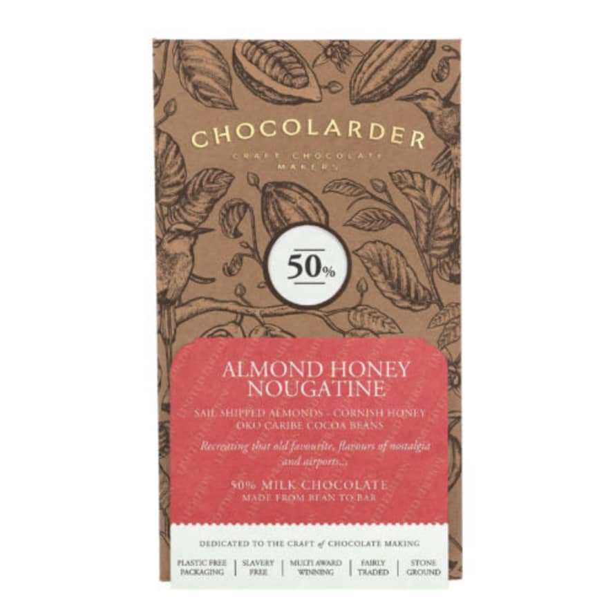 Chocolarder Almond Honey Nougatine 50% Milk Chocolate Bar - Limited Edition