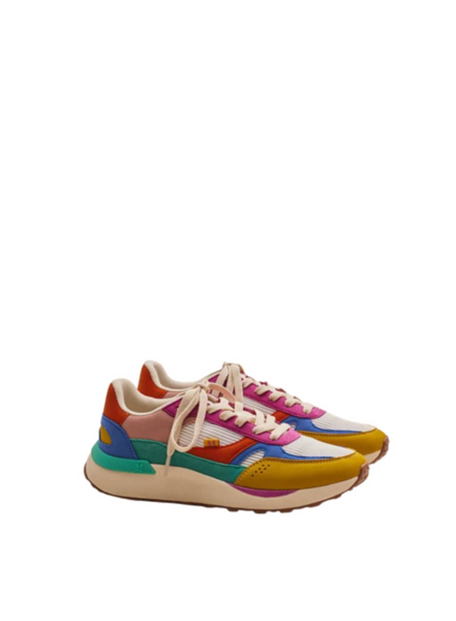 M.Moustache Yellow Bleu and Fuchsia Suede Anaelle Trainers 