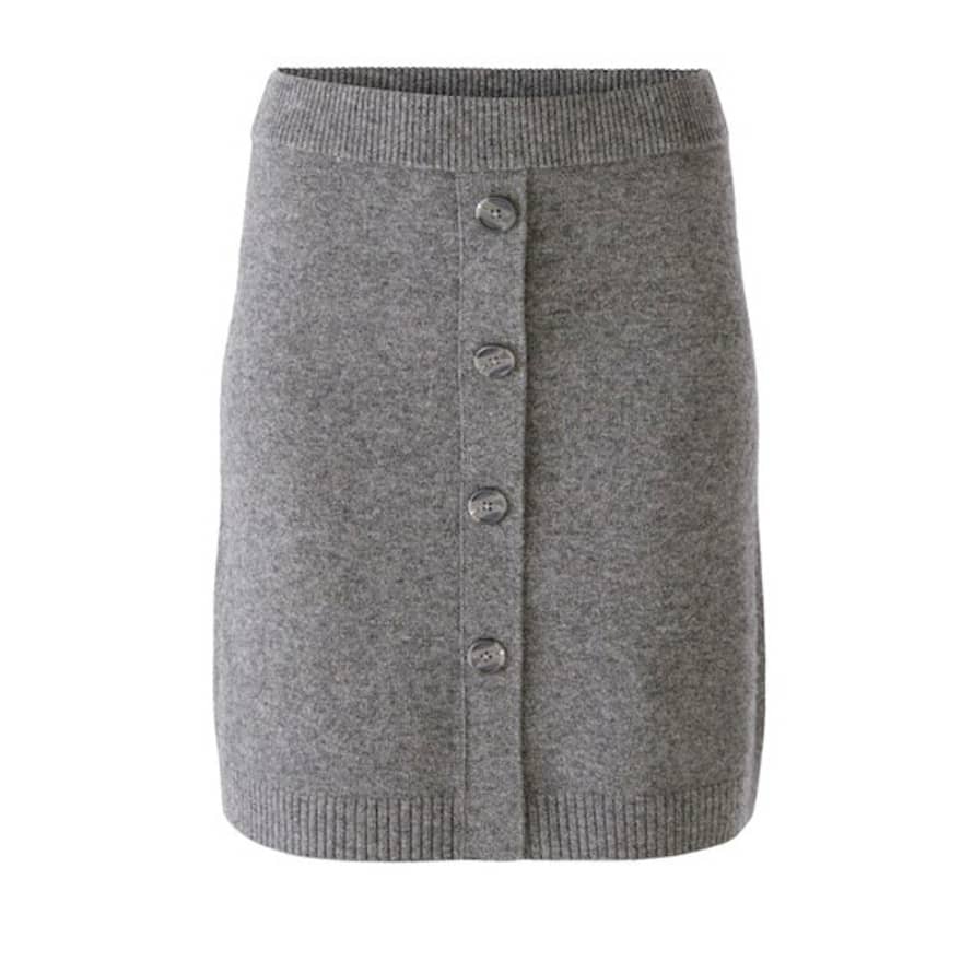 Oui Fashion Knitted Skirt Wool Blend Grey