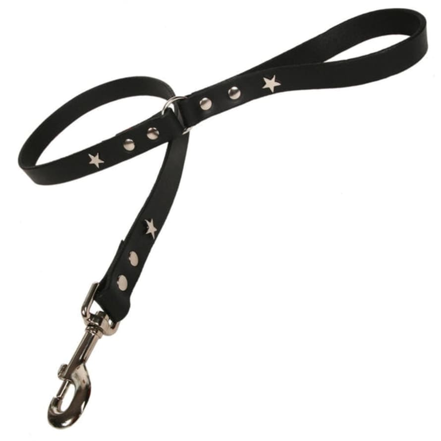 Creature Clothes Black Silver Stars Studded Dog Lead