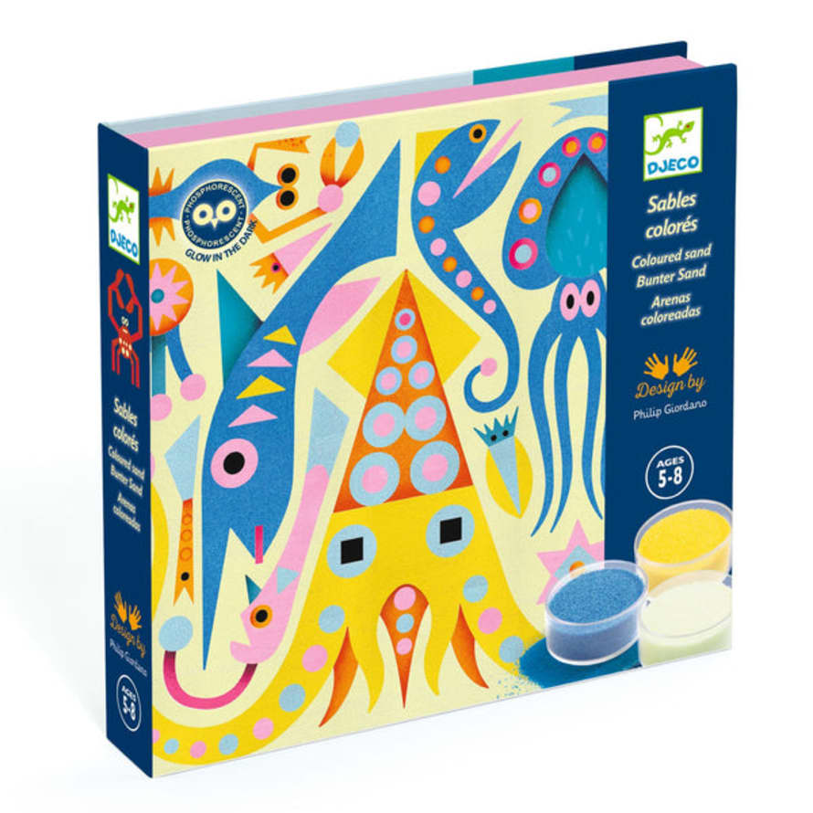 Djeco  Painting With Coloured Sand Activity With Box - Phosphorescent Sealights