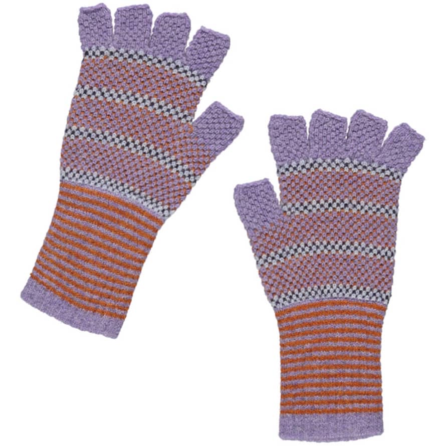 Quinton & Chadwick Tuck Stitch Fingerless Gloves - Lilac & Ginger