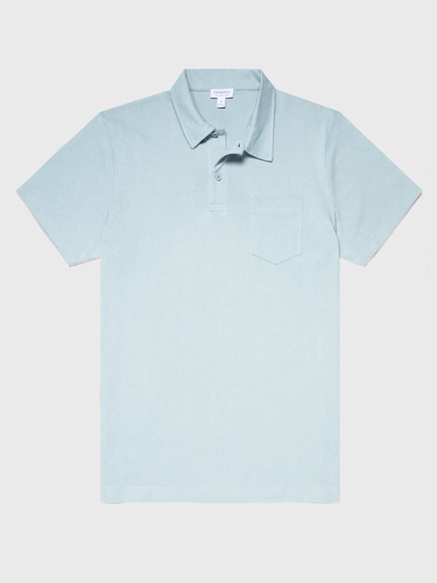 Sunspel Riviera Polo Shirt In Blue Sage