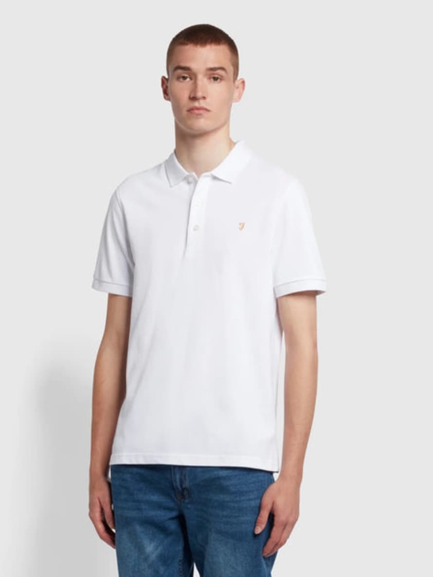 Farah White Blanes Short Sleeve Polo Shirt