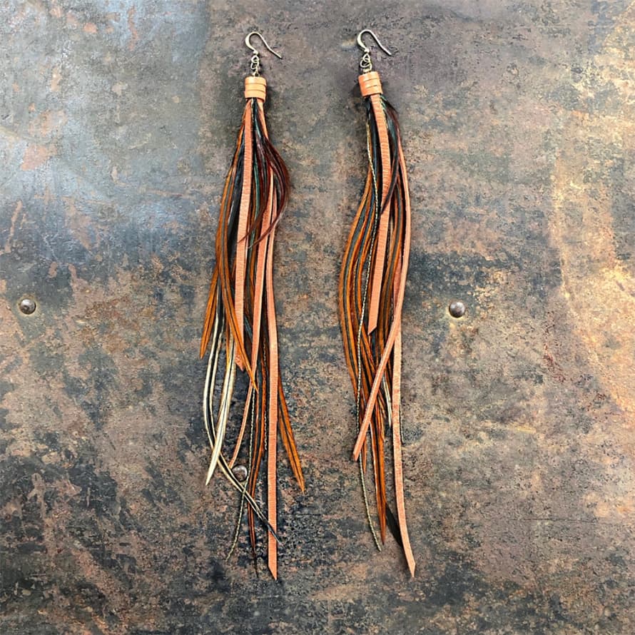 astali PIRATE FEATHER EARRINGS | RUST