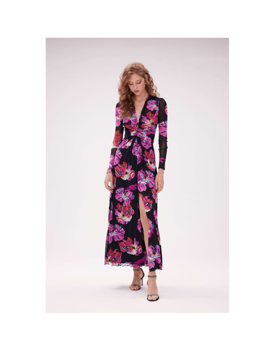 Diane Von Furstenberg Kassia Painted Blossom Front Spilt Dress
