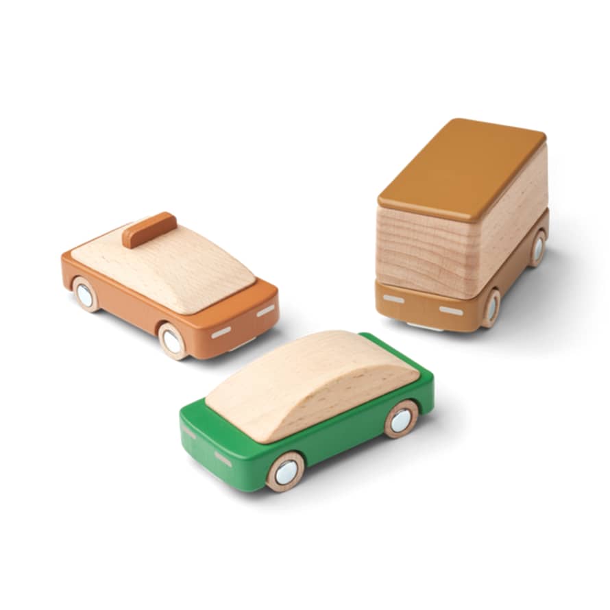 Liewood Village Cars 3 Pack In Mustard Mix