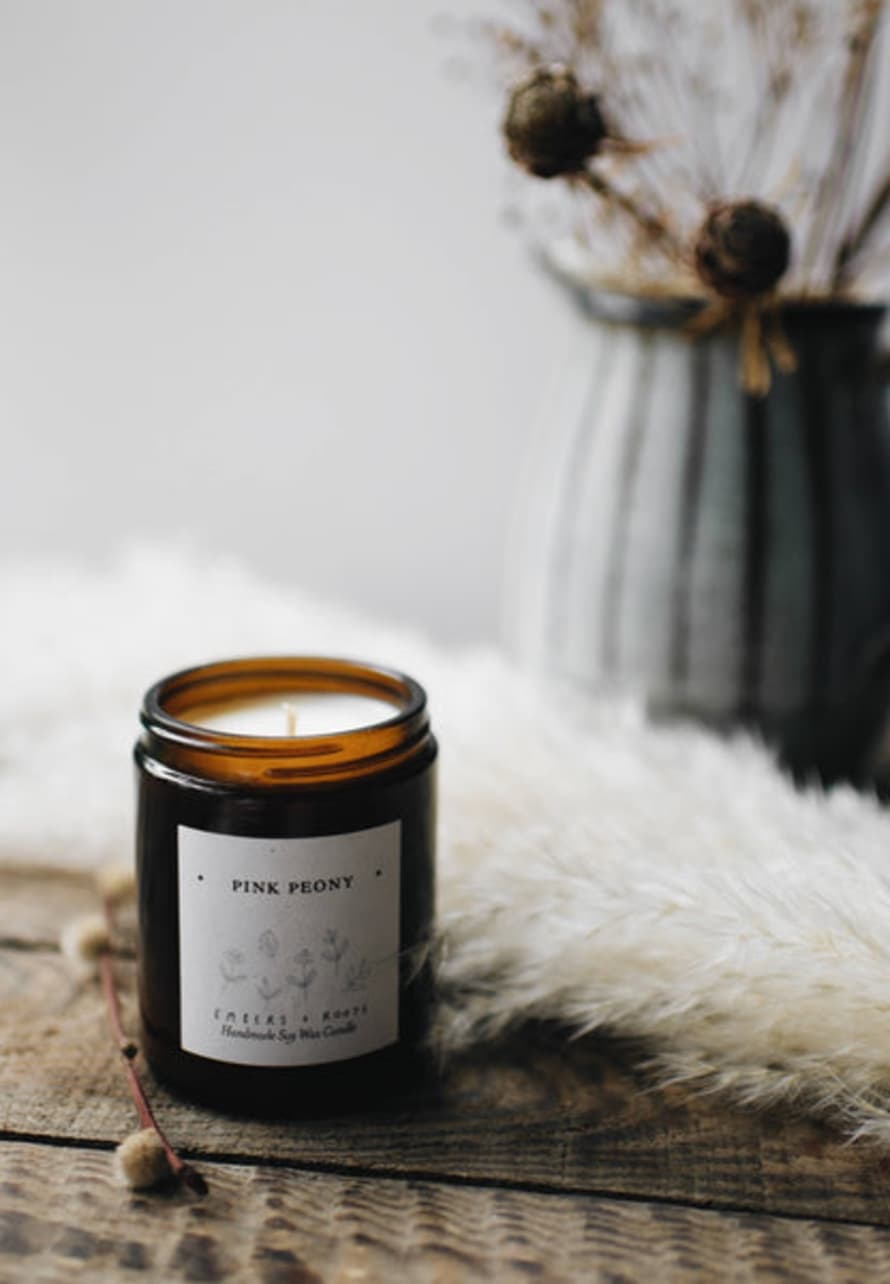 Embers & Roots Pink Peony Soy Candle