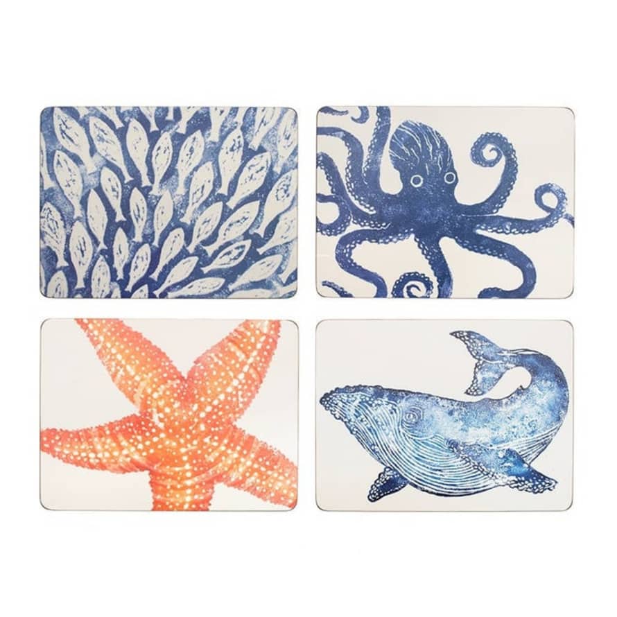 Blisshome Set of 4 Sea Life Placemats