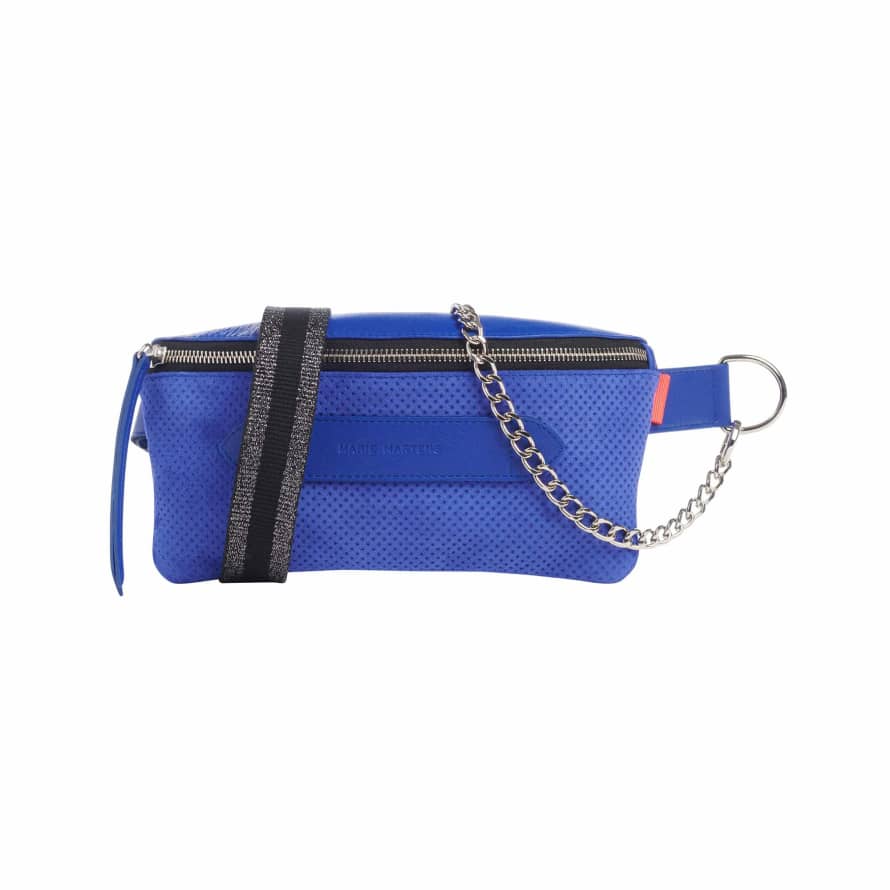 Marie Martens Coachella Belt Bag Perforated Suede Electric Blue
