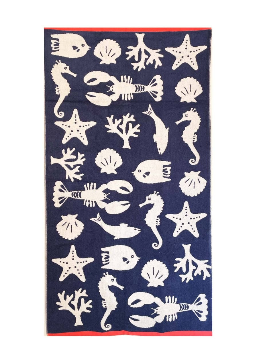 Anorak Sea Creatures Organic Cotton Printed Bath Towel 