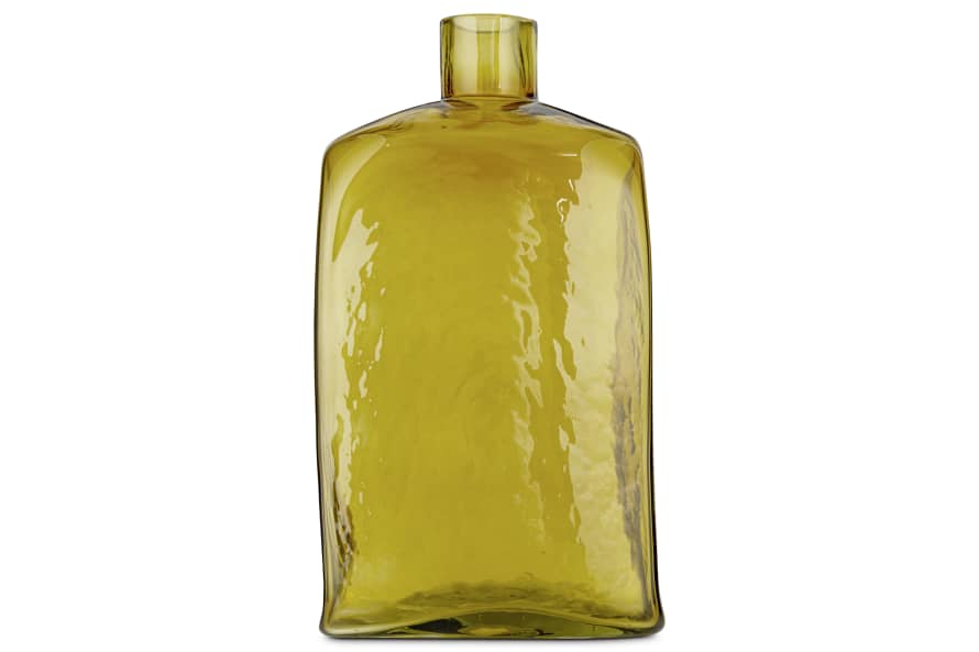 Nkuku Ellam Recycled Glass Bottle Vase - Olive Green - Large