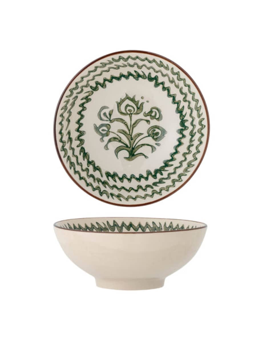 Bloomingville Heikki Small Hand Painted Stoneware Bowl - Green