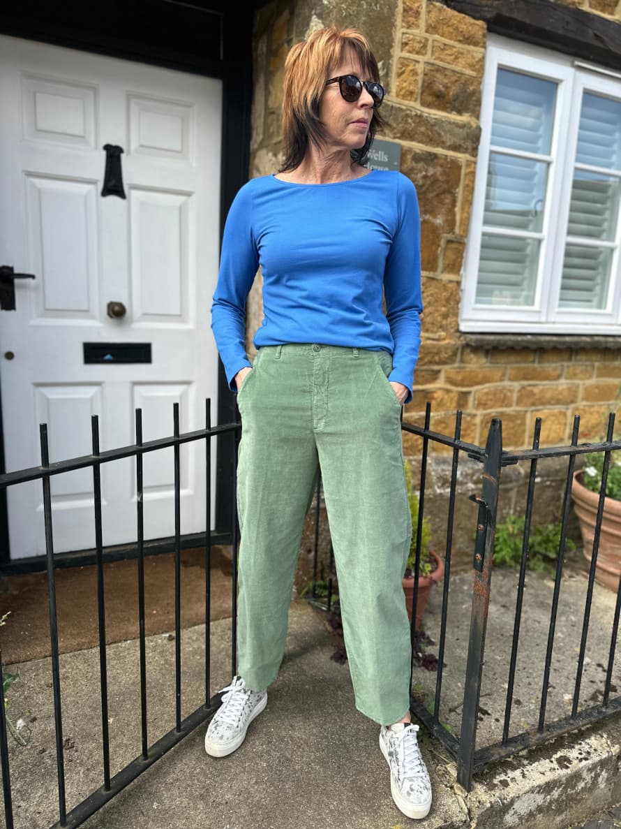 European Culture Quirky Velvet Trousers In Duck Green