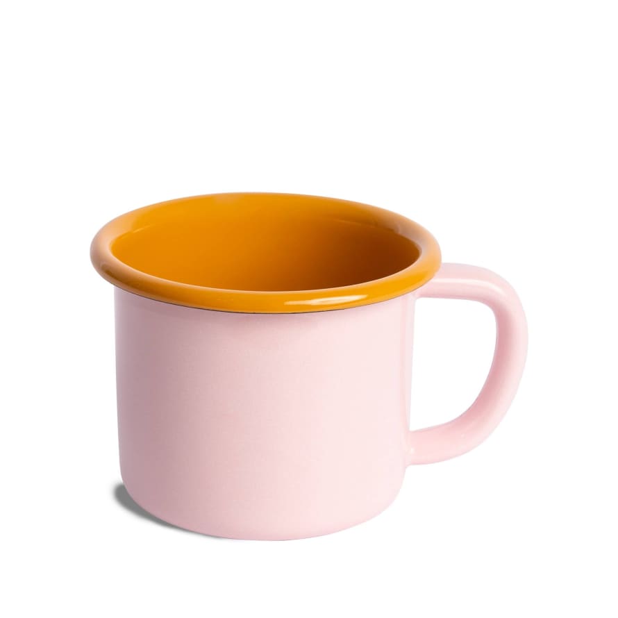 Crow Canyon Home 12oz Pink and Yellow Enamelware Mug