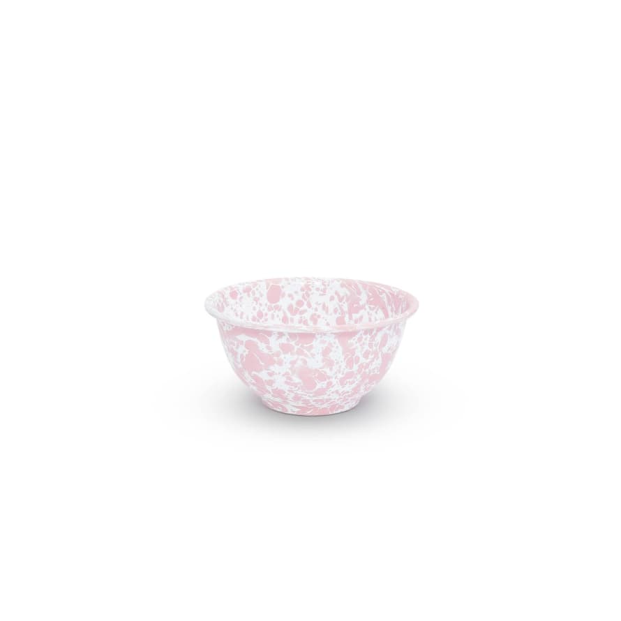 Crow Canyon Home Small Pink Splatter Enamelware Footed Bowl