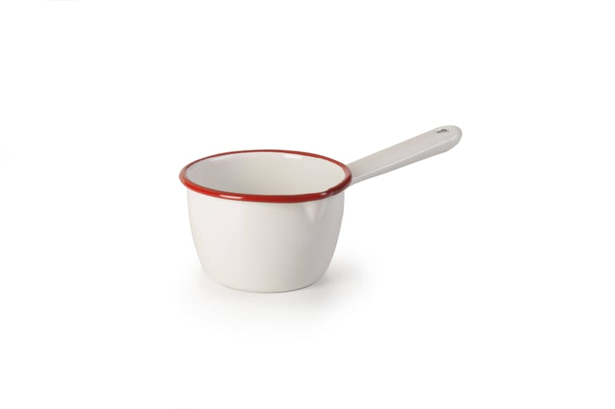 Ibili Small Enamel Milk Pan with Red Rim