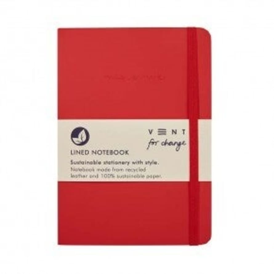 VENT for change A5 Red Make a Mark Recycled Leather Lined Notebook