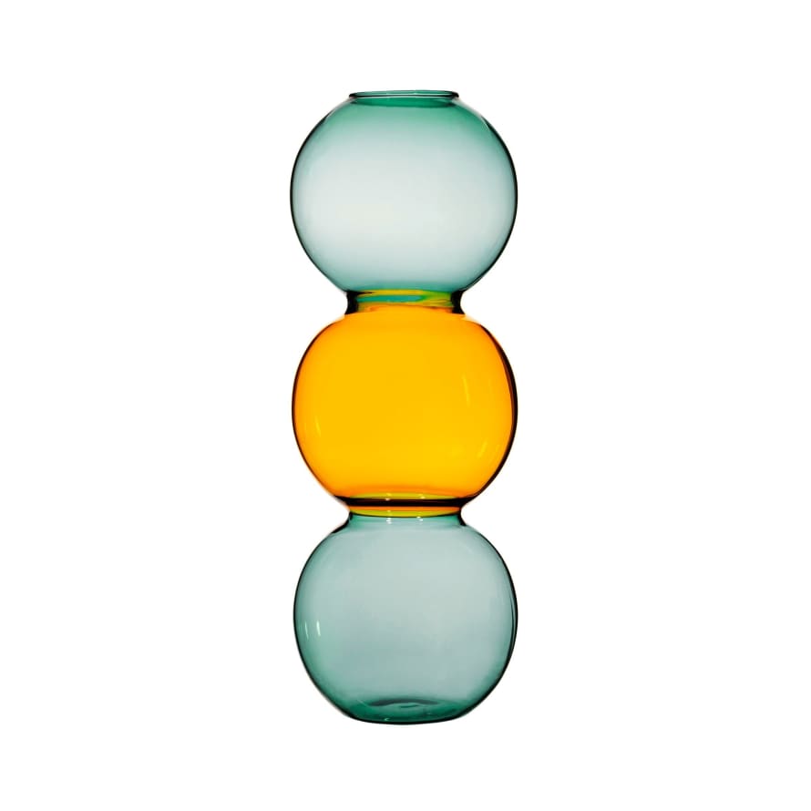 Sass & Belle  Turquoise and Yellow Bubble Vase