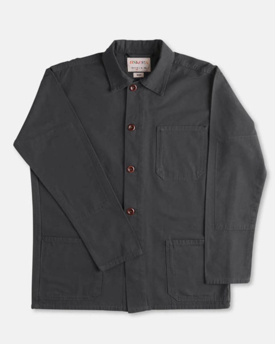 USKEES Men's Organic Buttoned Overshirt - Charcoal