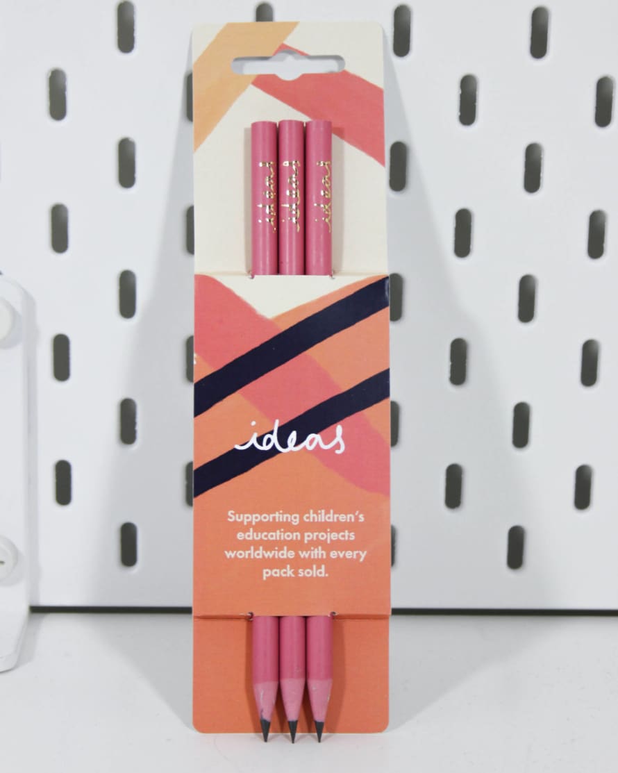 VENT for change Pack of 3 Pink Recycled Pencils