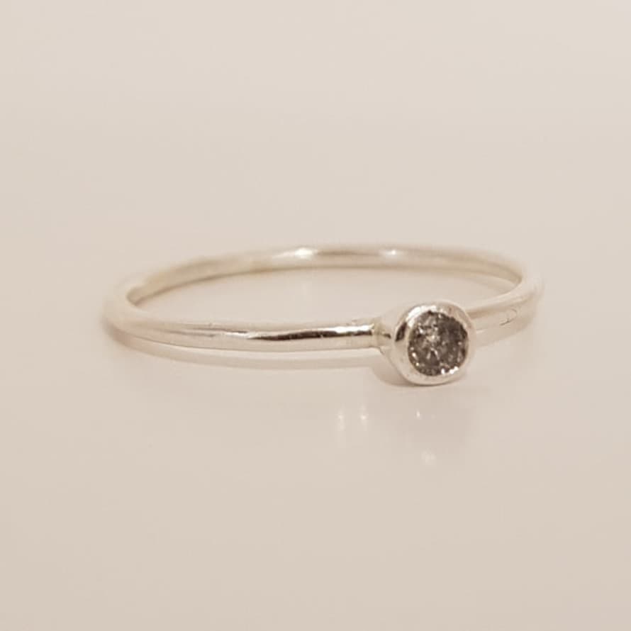 Nikki Stark Jewellery Salt And Pepper Diamond Silver Ring