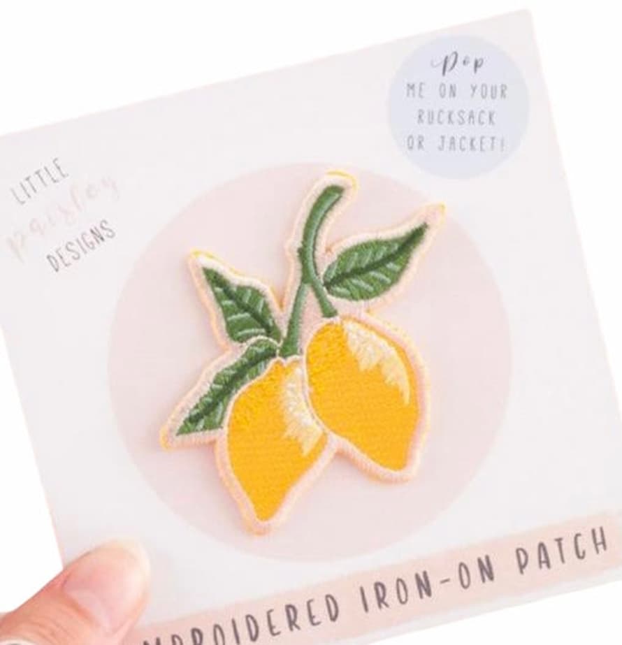 Little Paisley Designs Patch Iron On Embroidered Lemons