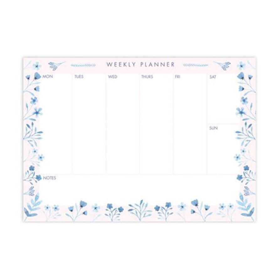Sarah Frances Blue Leaves And Flowers Weekly Planner