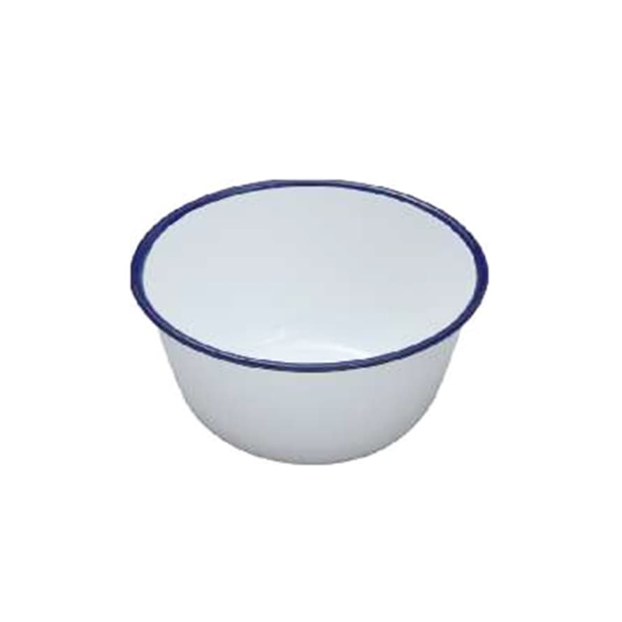 Falcon Homewares White with Blue Rim Enamel Pudding Bowl