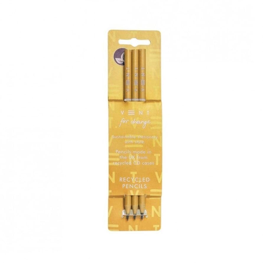 VENT for change Set of 3 Yellow Make a Mark Recycled Pencils