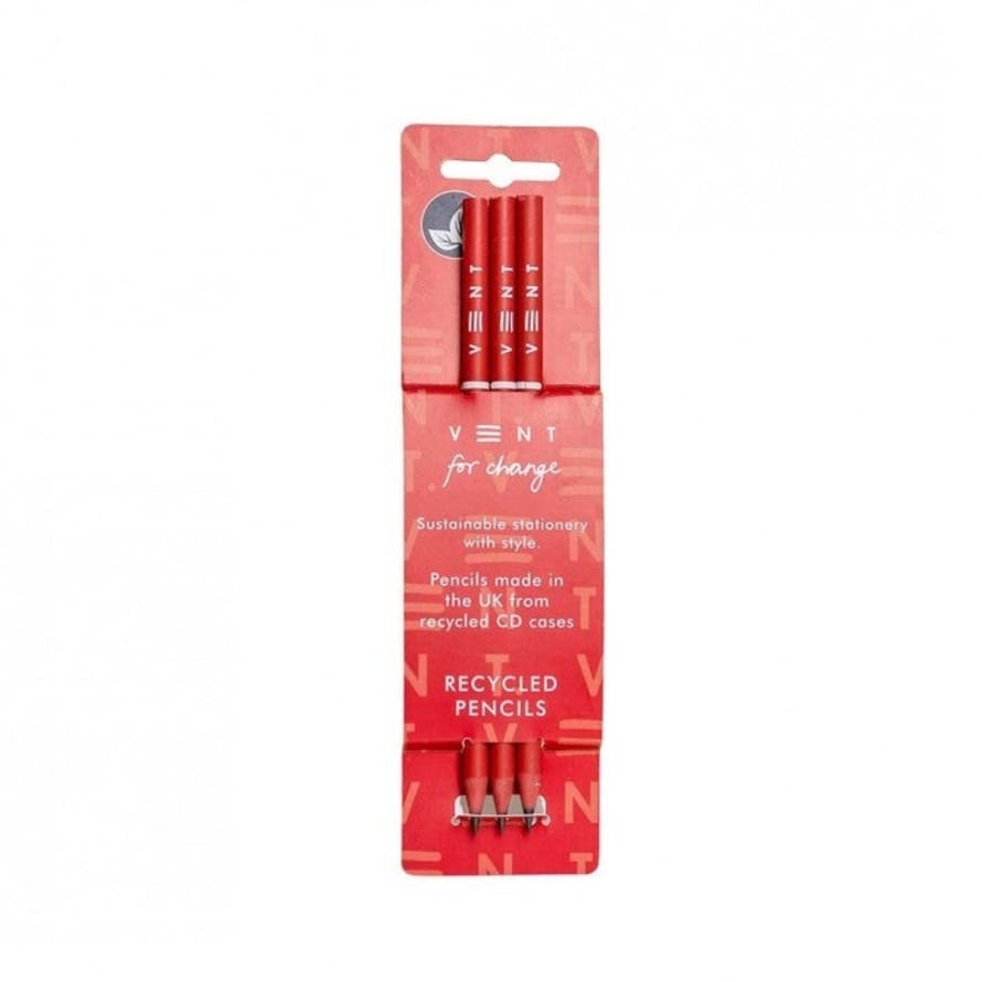 VENT for change Set of 3 Red Make a Mark Recycled Pencils