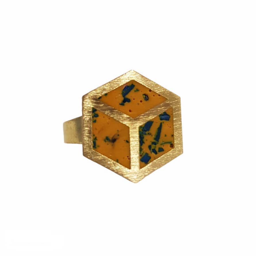 Scatter Jewellery Adjustable Ring Jesmonite Brass